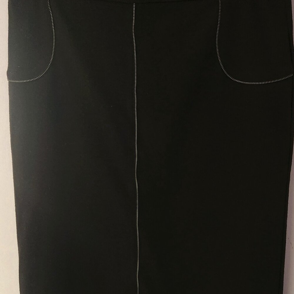Worthington Stretch Black Skirt with White Stitching and Pockets